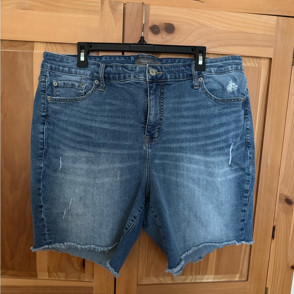 Torrid Dark Blue Distressed Denim Cutoff Shorts